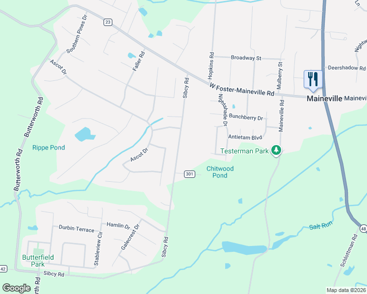 map of restaurants, bars, coffee shops, grocery stores, and more near 8232 Sibcy Road in Maineville
