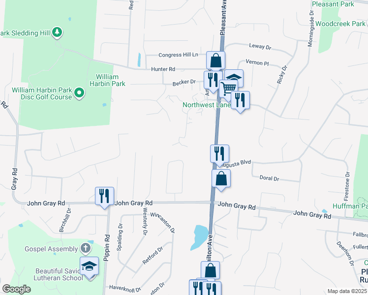 map of restaurants, bars, coffee shops, grocery stores, and more near 1605 West Augusta Boulevard in Fairfield