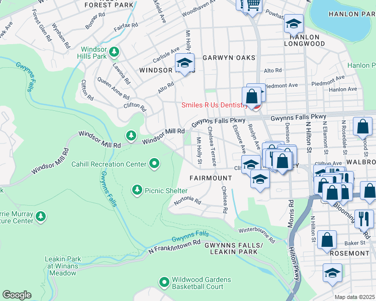map of restaurants, bars, coffee shops, grocery stores, and more near 2119 Lyndhurst Ave in Baltimore
