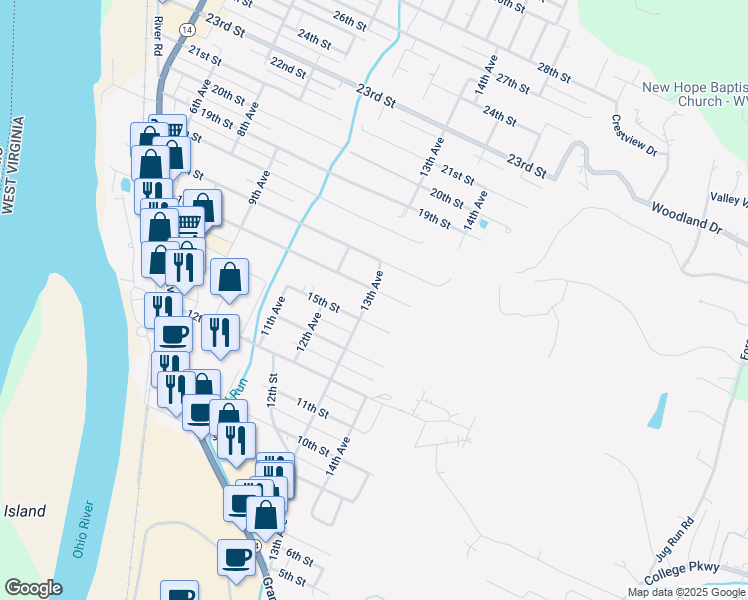 map of restaurants, bars, coffee shops, grocery stores, and more near 1300 16th St in Vienna