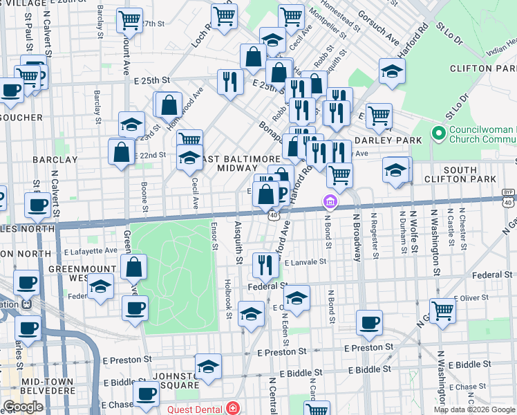 map of restaurants, bars, coffee shops, grocery stores, and more near 101 Independence Avenue Southeast in Washington