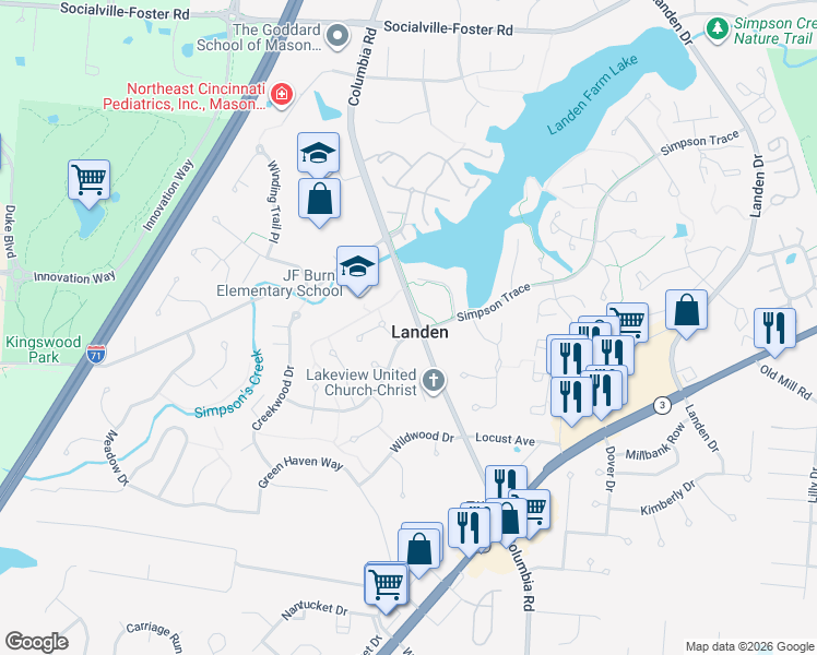 map of restaurants, bars, coffee shops, grocery stores, and more near in Landen