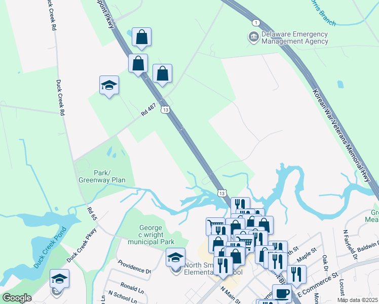 map of restaurants, bars, coffee shops, grocery stores, and more near 5779 Dupont Parkway in Smyrna