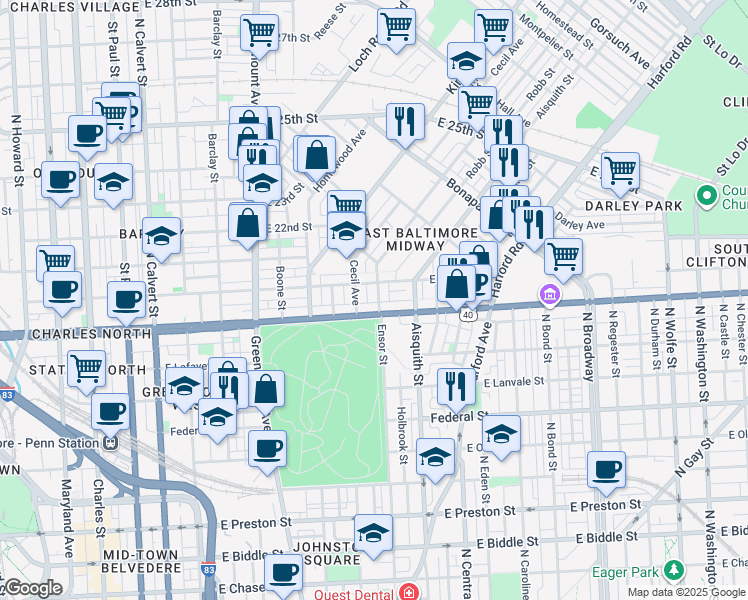 map of restaurants, bars, coffee shops, grocery stores, and more near 101 Independence Avenue Southeast in Washington