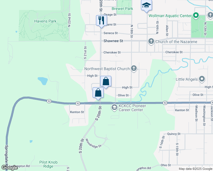 map of restaurants, bars, coffee shops, grocery stores, and more near 1915 High Drive in Leavenworth