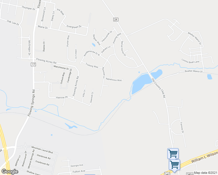 map of restaurants, bars, coffee shops, grocery stores, and more near 42 Shire Court in Charles Town