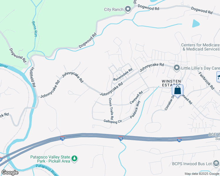 map of restaurants, bars, coffee shops, grocery stores, and more near 2004 Ivory Brook Road in Woodlawn