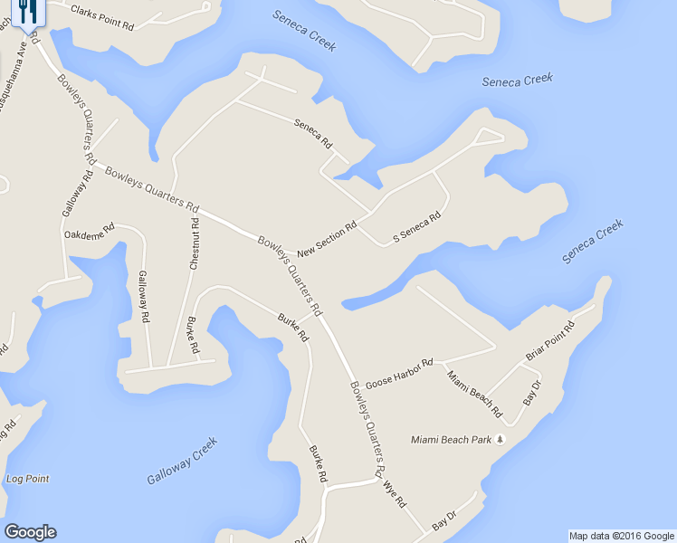 map of restaurants, bars, coffee shops, grocery stores, and more near 1315 South Seneca Road in Middle River