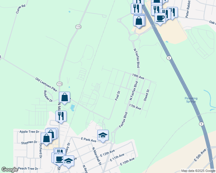 map of restaurants, bars, coffee shops, grocery stores, and more near 355 16th Avenue in Ranson