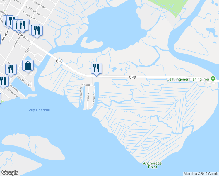 map of restaurants, bars, coffee shops, grocery stores, and more near 145 Somers Point Longport Boulevard in Somers Point