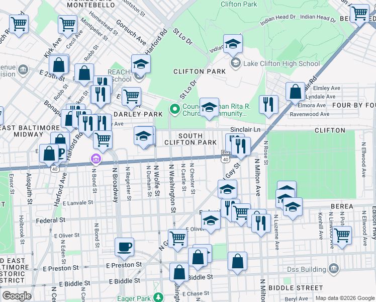 map of restaurants, bars, coffee shops, grocery stores, and more near 101 Independence Avenue Southeast in Washington