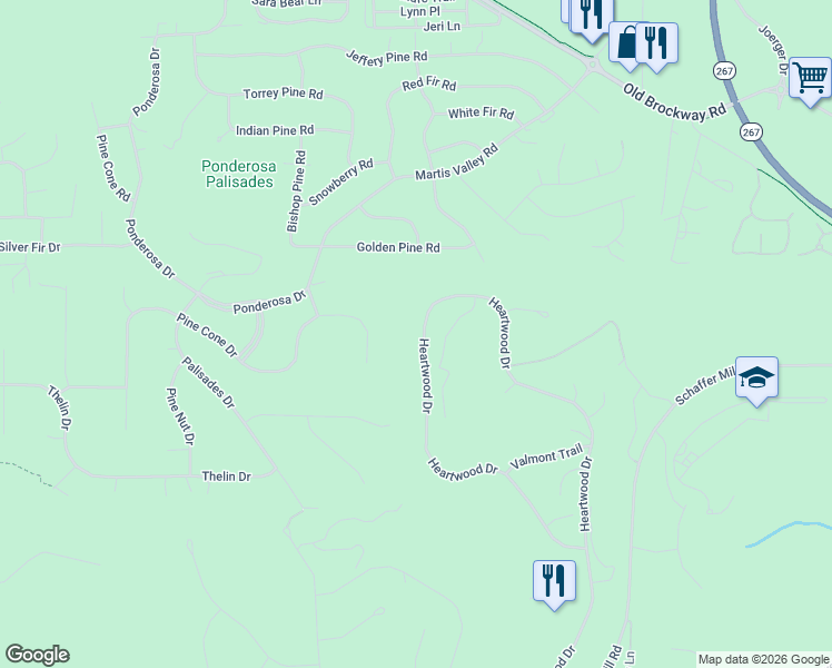 map of restaurants, bars, coffee shops, grocery stores, and more near 9268 Heartwood Drive in Truckee