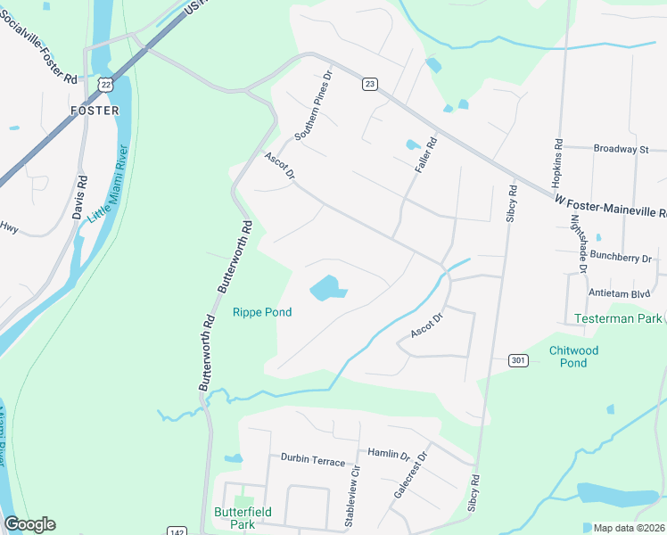 map of restaurants, bars, coffee shops, grocery stores, and more near 1200 Aintree Court in Maineville