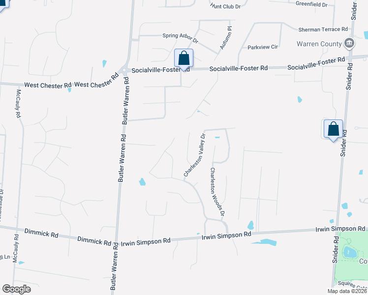 map of restaurants, bars, coffee shops, grocery stores, and more near 8556 Charleston Ridge Drive in Mason