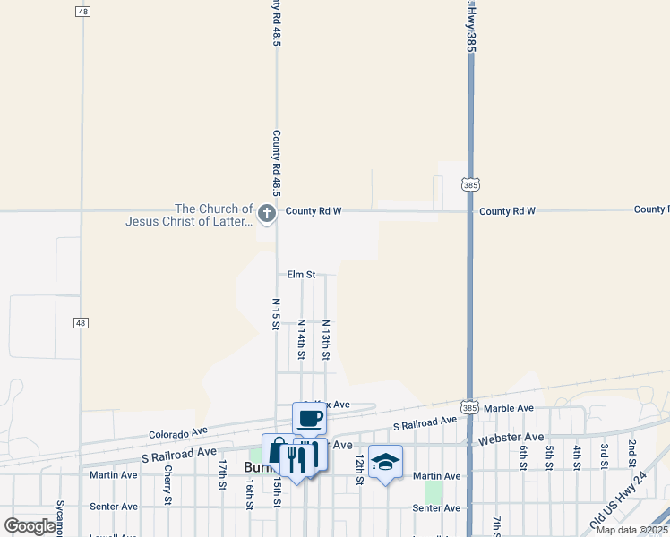 map of restaurants, bars, coffee shops, grocery stores, and more near 1300 Elm Street in Burlington