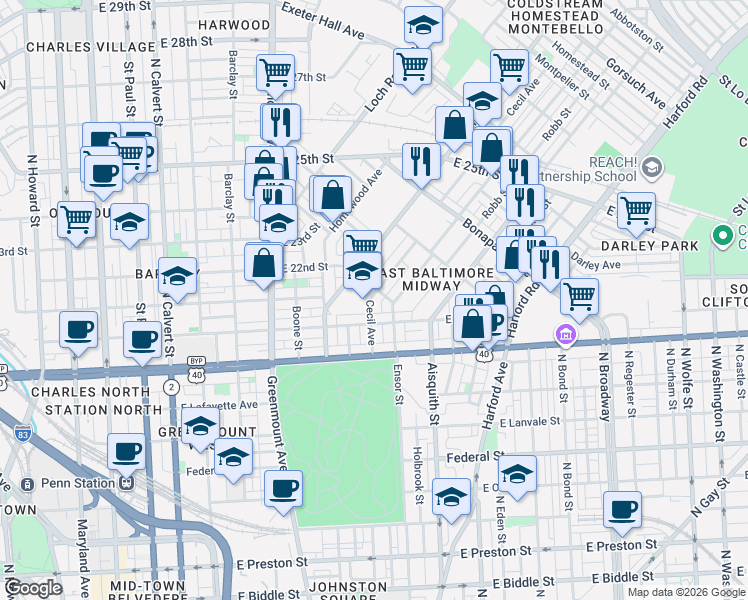 map of restaurants, bars, coffee shops, grocery stores, and more near 101 Independence Avenue Southeast in Washington