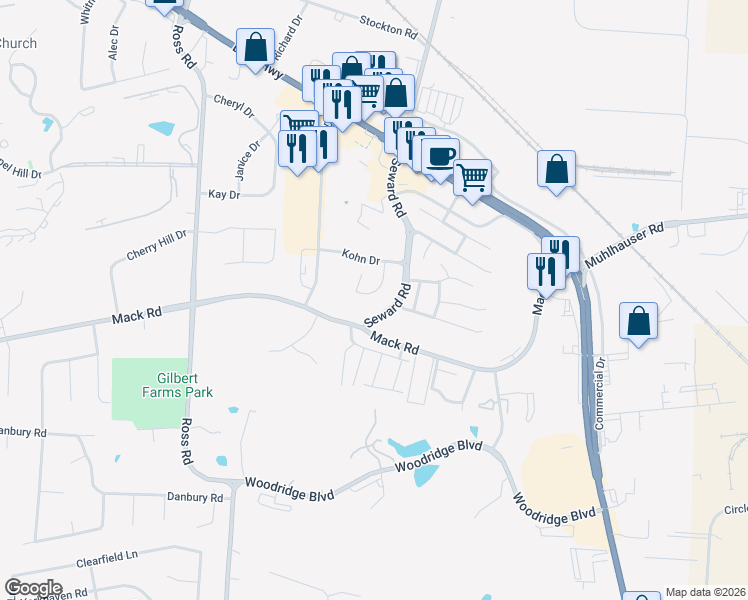 map of restaurants, bars, coffee shops, grocery stores, and more near 960 Olde Station Ct in Fairfield