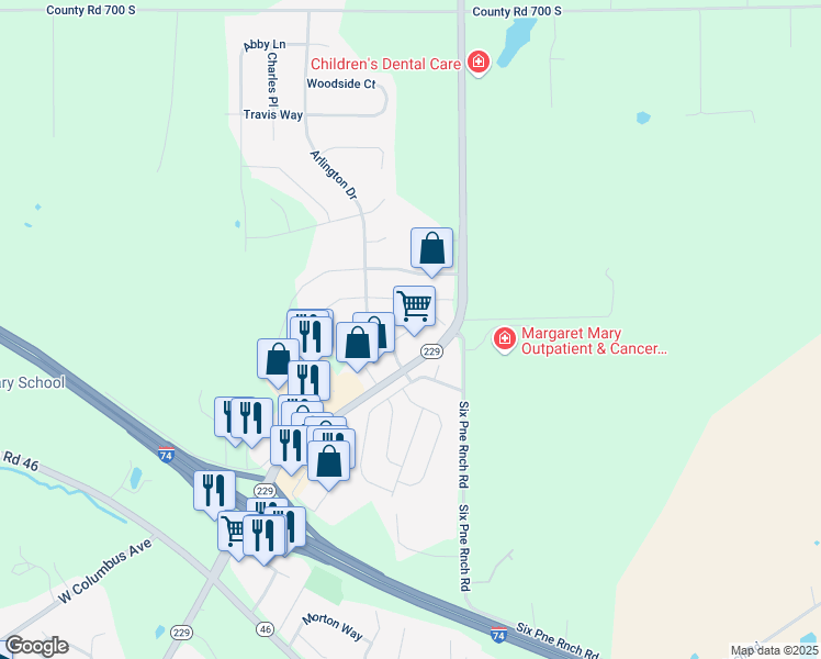 map of restaurants, bars, coffee shops, grocery stores, and more near 1050 Remington Park Drive in Batesville