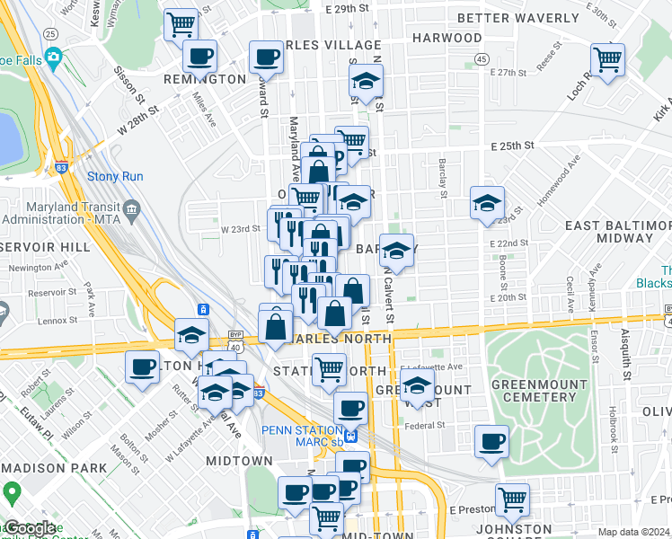 map of restaurants, bars, coffee shops, grocery stores, and more near 101 Independence Avenue Southeast in Washington