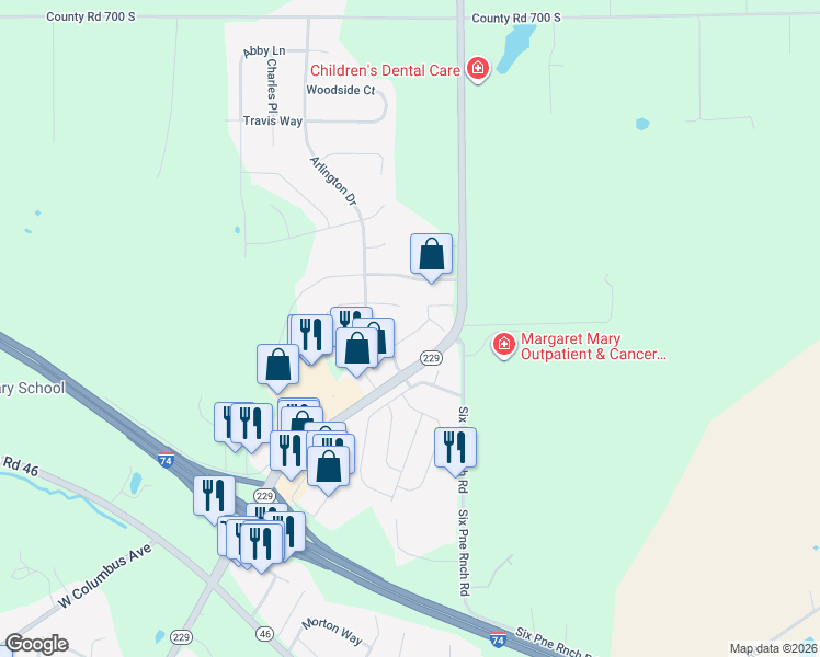 map of restaurants, bars, coffee shops, grocery stores, and more near 1050 Remington Park Drive in Batesville