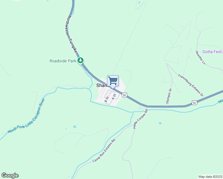 map of restaurants, bars, coffee shops, grocery stores, and more near 2170 U.S. 50 in Romney