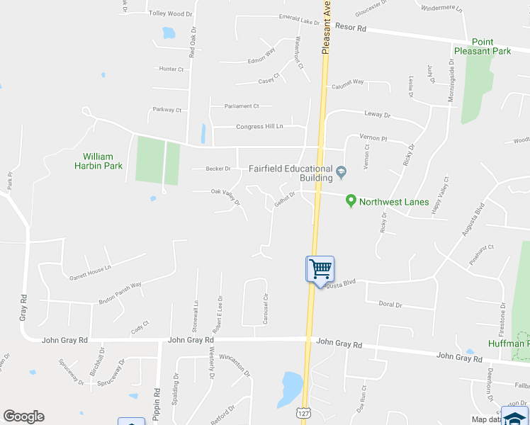 map of restaurants, bars, coffee shops, grocery stores, and more near 1632 Oak Valley Drive in Fairfield