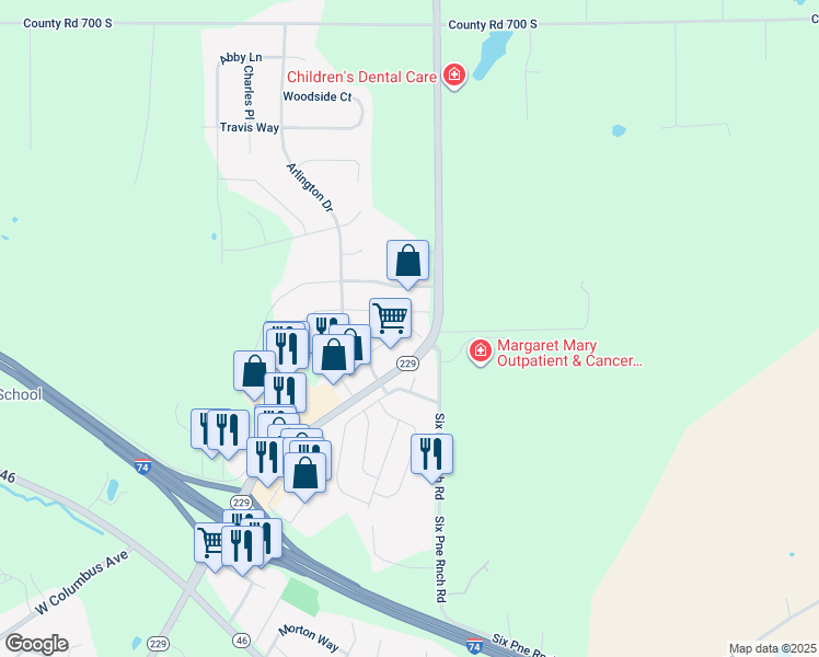 map of restaurants, bars, coffee shops, grocery stores, and more near 1202 Remington Park Drive in Batesville