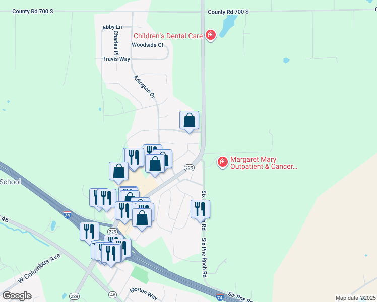 map of restaurants, bars, coffee shops, grocery stores, and more near 1202 Remington Park Drive in Batesville