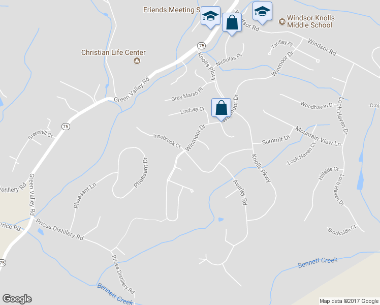 map of restaurants, bars, coffee shops, grocery stores, and more near 11134 Innsbrook Way in Ijamsville