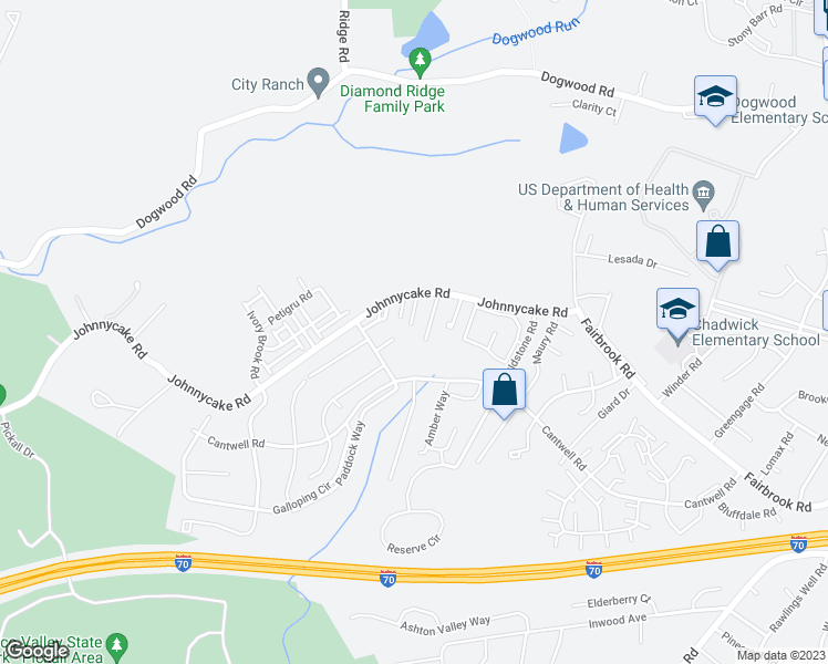 map of restaurants, bars, coffee shops, grocery stores, and more near 1914 Meadowgate Court in Woodlawn