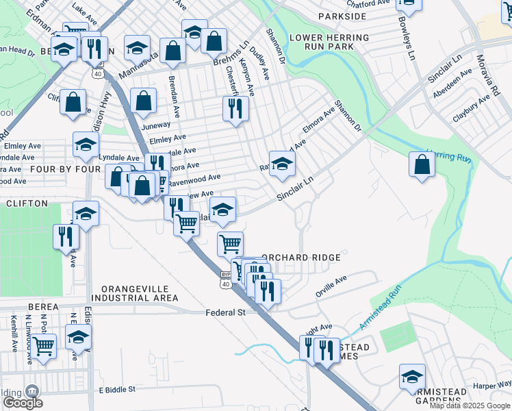 map of restaurants, bars, coffee shops, grocery stores, and more near 3828 Sinclair Lane in Baltimore