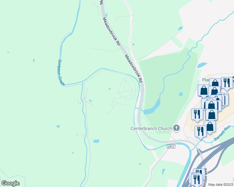 map of restaurants, bars, coffee shops, grocery stores, and more near 323 South Mimosa Lane in Clarksburg