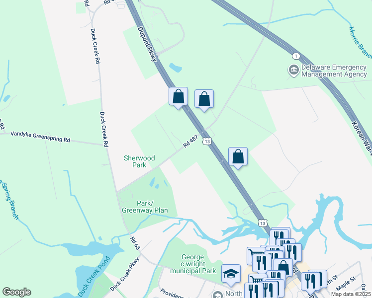 map of restaurants, bars, coffee shops, grocery stores, and more near 1615 Road 487 in Smyrna
