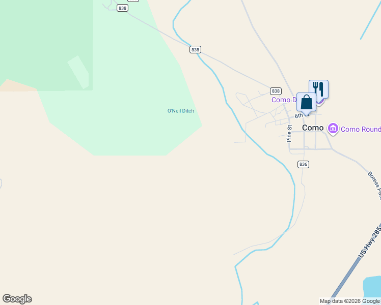 map of restaurants, bars, coffee shops, grocery stores, and more near 1 Como Street in Jefferson