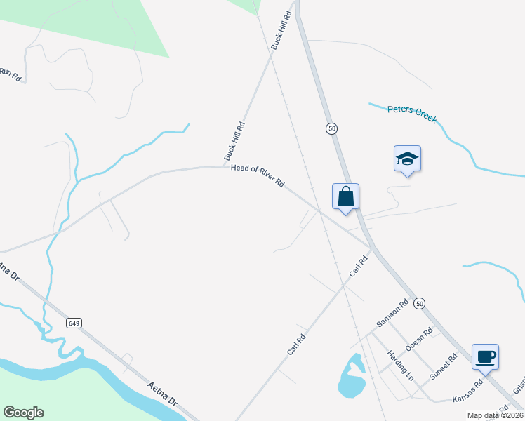 map of restaurants, bars, coffee shops, grocery stores, and more near 112 Head of River Road in Woodbine