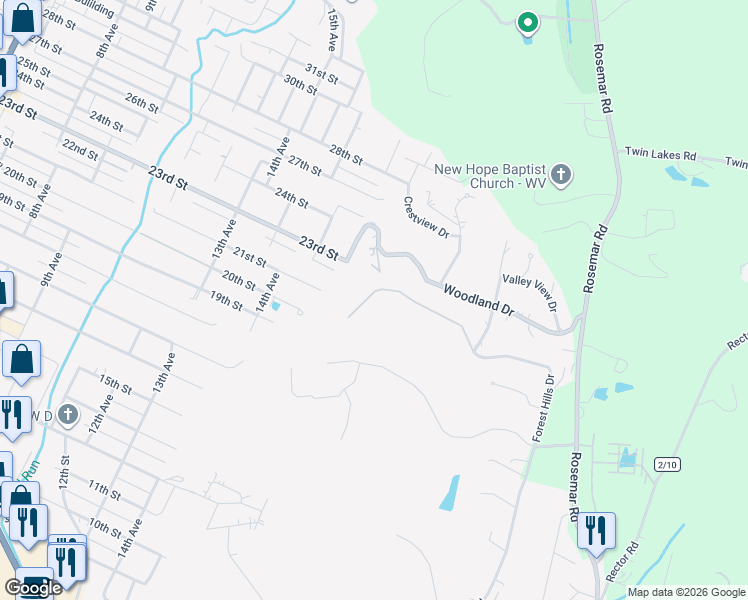 map of restaurants, bars, coffee shops, grocery stores, and more near 1708 Forest Hill Drive in Vienna