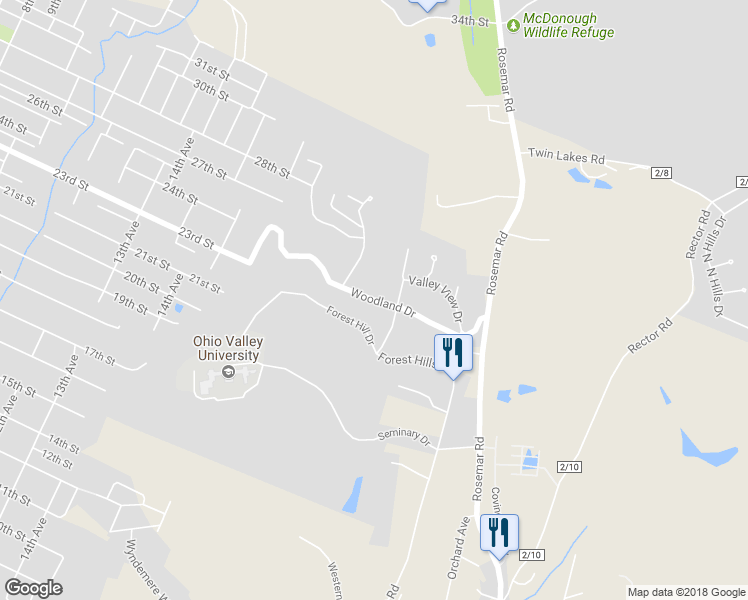 map of restaurants, bars, coffee shops, grocery stores, and more near 1729 Woodland Drive in Vienna