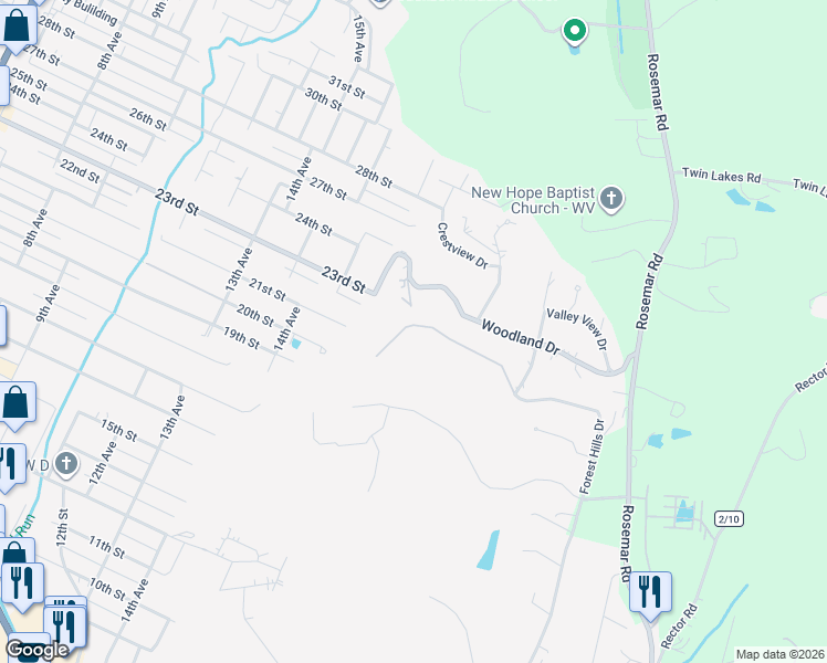 map of restaurants, bars, coffee shops, grocery stores, and more near 1708 Forest Hills Drive in Vienna