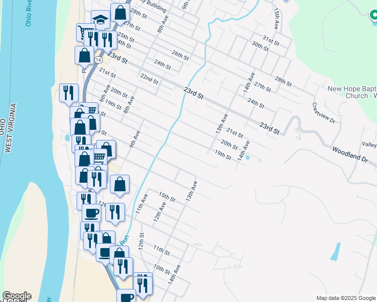 map of restaurants, bars, coffee shops, grocery stores, and more near 1208 19th St in Vienna