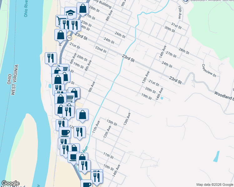 map of restaurants, bars, coffee shops, grocery stores, and more near 1012 18th Street in Vienna