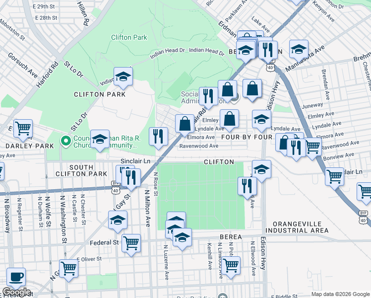 map of restaurants, bars, coffee shops, grocery stores, and more near 3127 Ravenwood Avenue in Baltimore