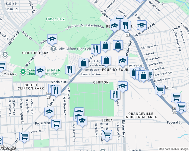 map of restaurants, bars, coffee shops, grocery stores, and more near 3215 Ravenwood Avenue in Baltimore