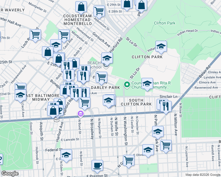 map of restaurants, bars, coffee shops, grocery stores, and more near 101 Independence Avenue Southeast in Washington