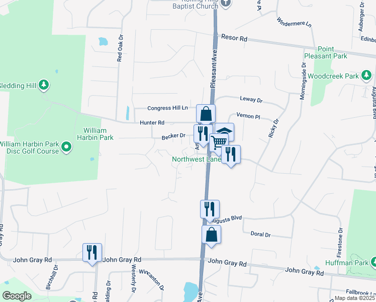 map of restaurants, bars, coffee shops, grocery stores, and more near 1630 Gelhot Drive in Fairfield