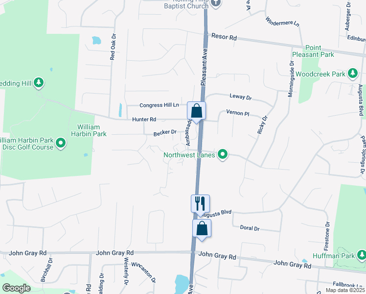 map of restaurants, bars, coffee shops, grocery stores, and more near 1650 Gelhot Drive in Fairfield