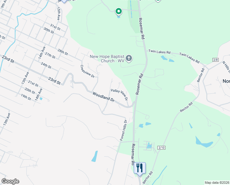 map of restaurants, bars, coffee shops, grocery stores, and more near 14 Valley View Drive in Vienna