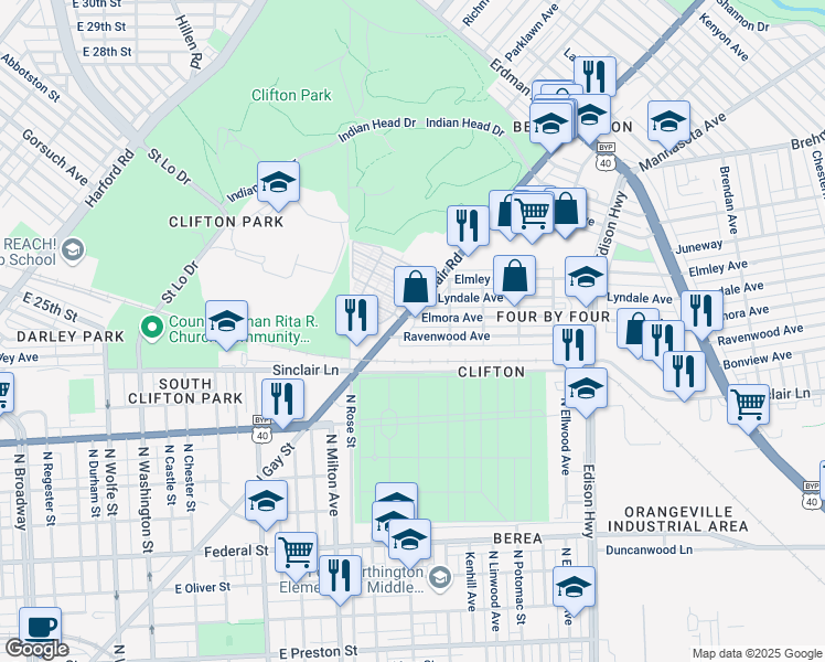 map of restaurants, bars, coffee shops, grocery stores, and more near 3120 Ravenwood Avenue in Baltimore
