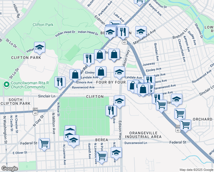 map of restaurants, bars, coffee shops, grocery stores, and more near 3424 Ravenwood Avenue in Baltimore