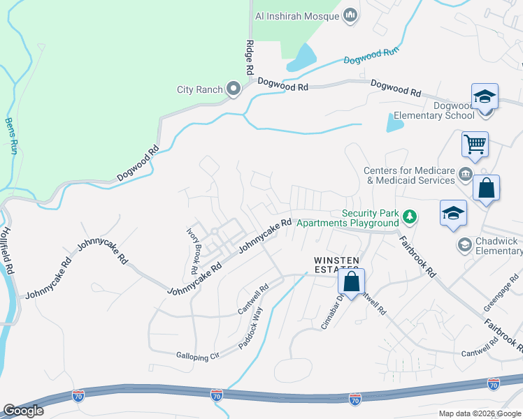 map of restaurants, bars, coffee shops, grocery stores, and more near 7610 River Reach Road in Woodlawn