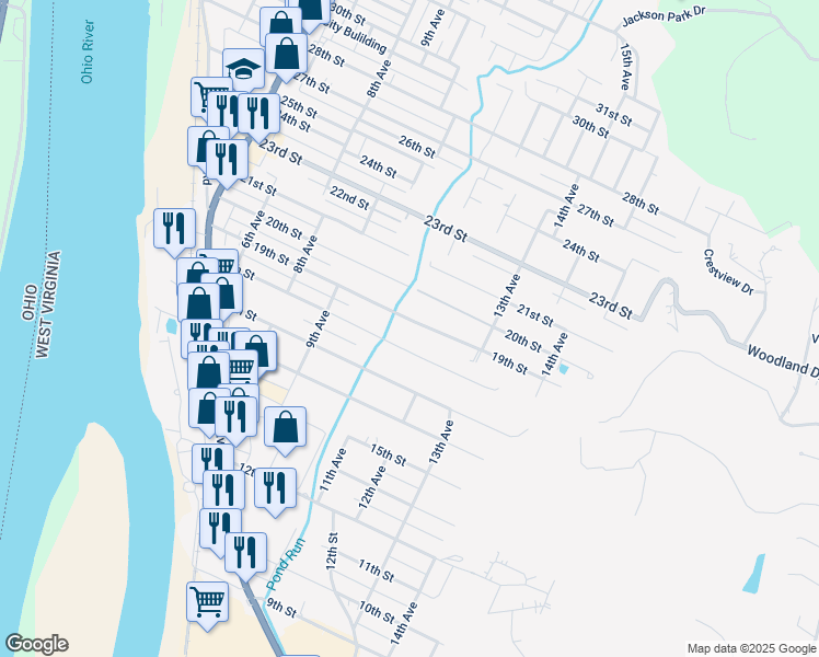 map of restaurants, bars, coffee shops, grocery stores, and more near 921 19th Street in Vienna